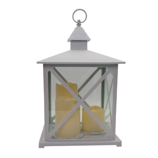 Oversized lantern with 3 flameless led candles