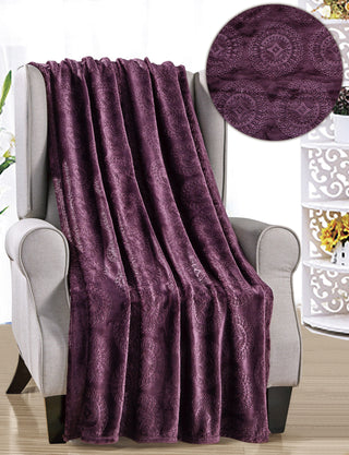 Embossed Caesar Throw 50x60 - Plum