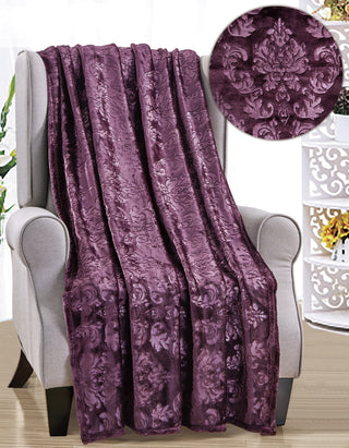 Embossed Versailles Throw 50x60 - Plum
