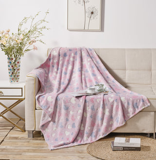 Soft & Cozy Glow in the Dark Throw - Pink Hearts
