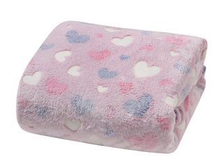 Soft & Cozy Glow in the Dark Throw - Pink Hearts