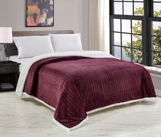 Jacquard Braided Sherpa Blanket - King - Plum