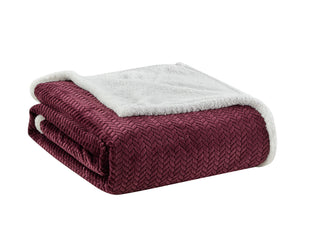 Jacquard Braided Sherpa Blanket - King - Plum