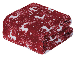 Red Reindeer Microplush Throw Blanket