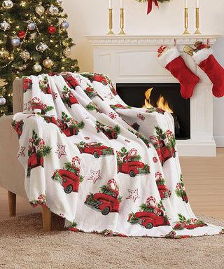Rustic Red Truck Microplush Throw Blanket
