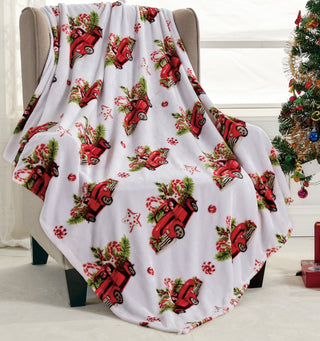 Rustic Red Truck Microplush Throw Blanket