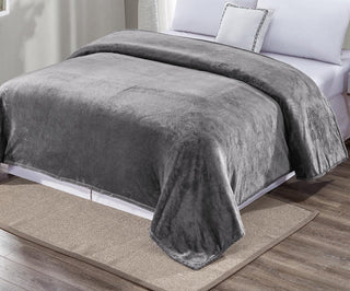 Solid Microplush Blanket - Twin - Grey
