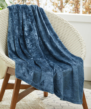 Embossed Versailles Throw 50x60 - Oxford Blue