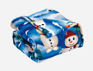 White Snowman Microplush Throw Blanket