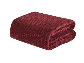 Superior Chevron Braided Blanket - Queen - Burgundy