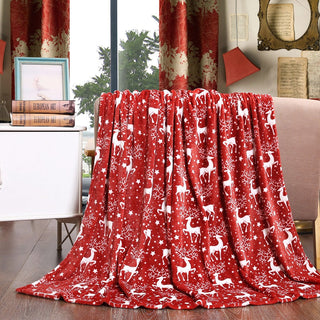 Red Reindeer Microplush Throw Blanket