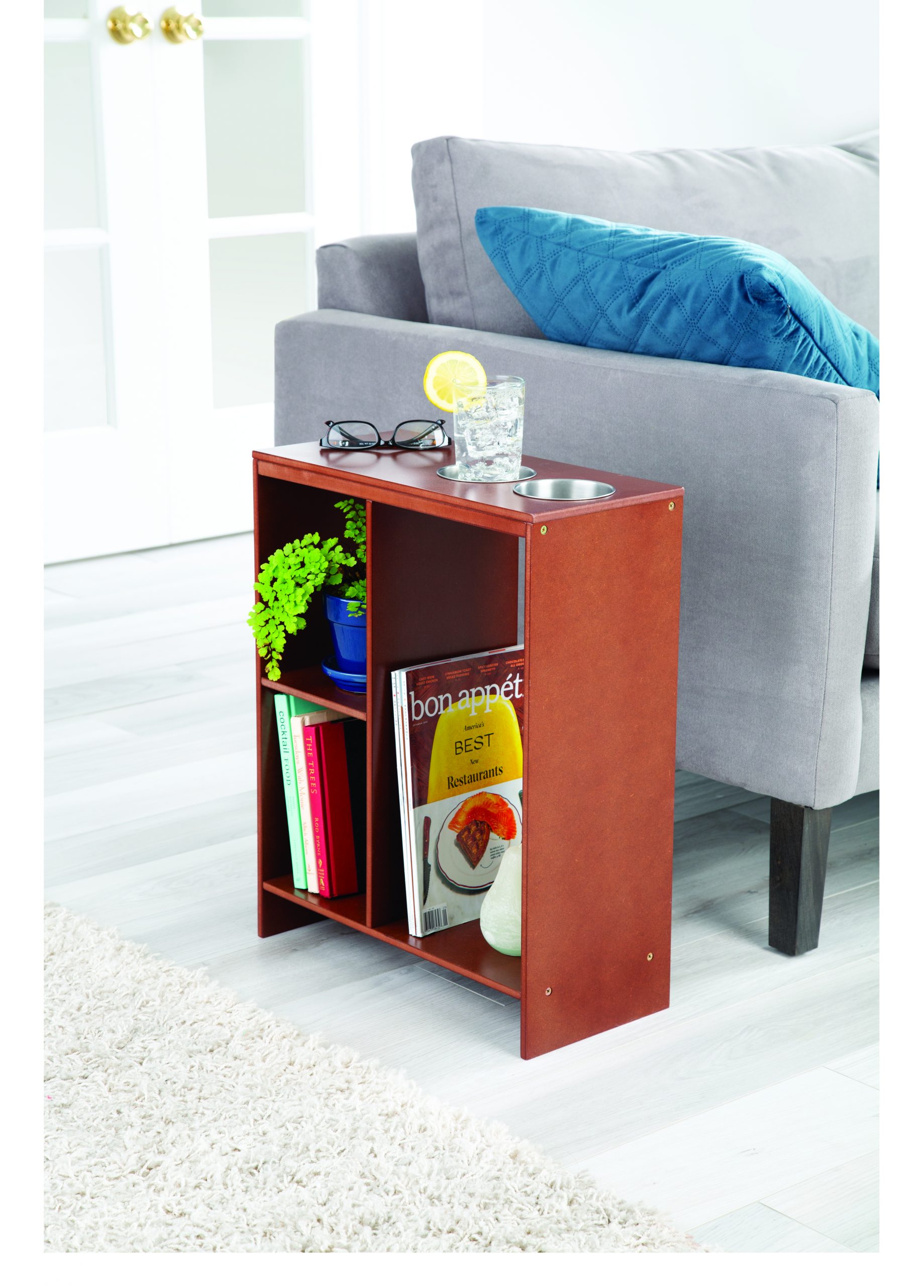 Modern Sleek End Table With Cup Holders